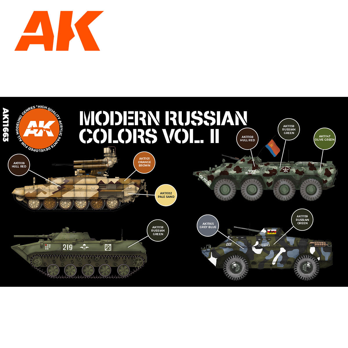AK Interactive 3rd Gen AFV Paint Set - Modern Russian Colors Vol 2
